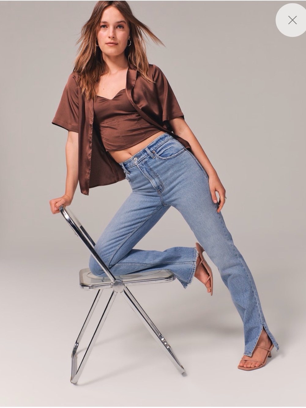 Abercrombie & Fitch Light Blue Split-Hem Flare Jeans